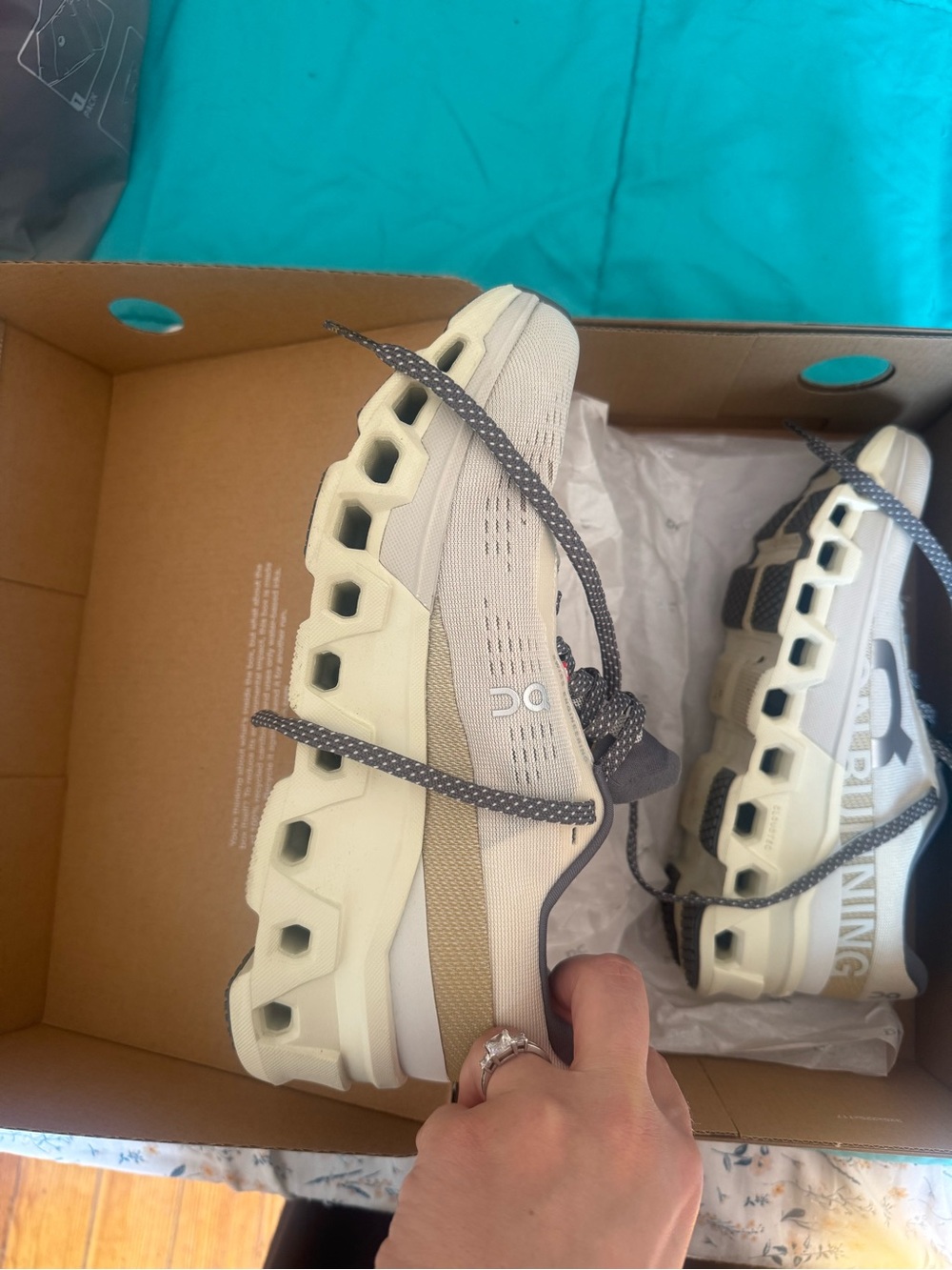 On Running Cloudnova Lite Cream and Gray Lace-Up Sneakers